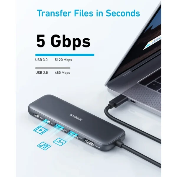 Anker 332 USB-C Hub (5-in-1) — Hub 5 puertos | USB-C | 85W - Imagen 5