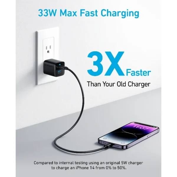 Anker 323 Charger (33W) — Cargador 33W | Carga rápida | Negro - Imagen 2