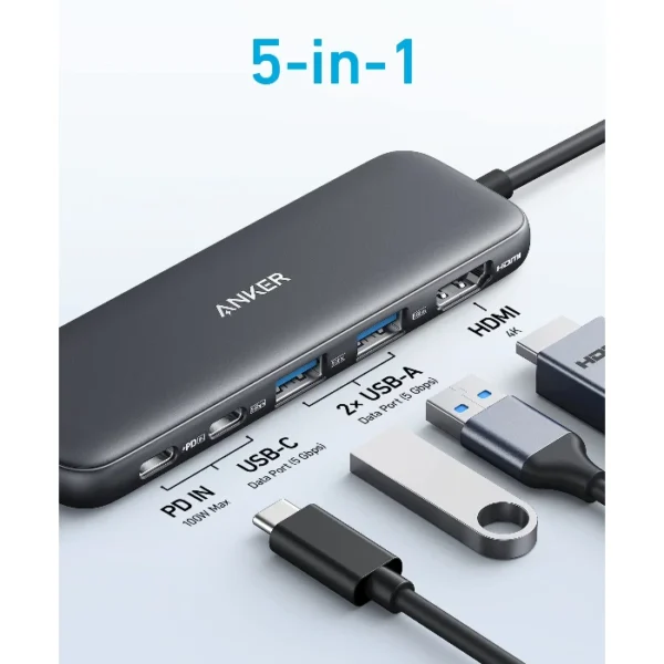 Anker 332 USB-C Hub (5-in-1) — Hub 5 puertos | USB-C | 85W - Imagen 3