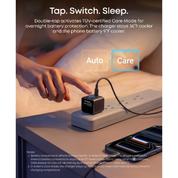 Anker Nano Charger — Cargador 45W | Smart Display | 180° Foldable | Naranja - Imagen 4