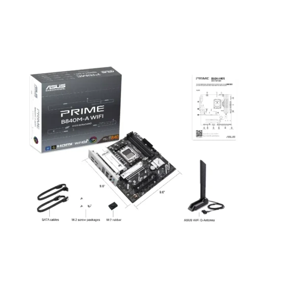 ASUS Prime B840M-A WiFi — MicroATX, AM5, DDR5, 4 slots | 90MB1J20-M0EAY0 - Imagen 5