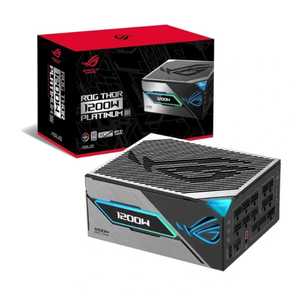 ASUS ROG THOR 1200W Platinum III — Fuente de Poder ATX Full Modular, Cybenetics Platinum, GaN MOSFET, Pantalla OLED magnética | ROG-THOR-1200P3-GAMING - Imagen 2