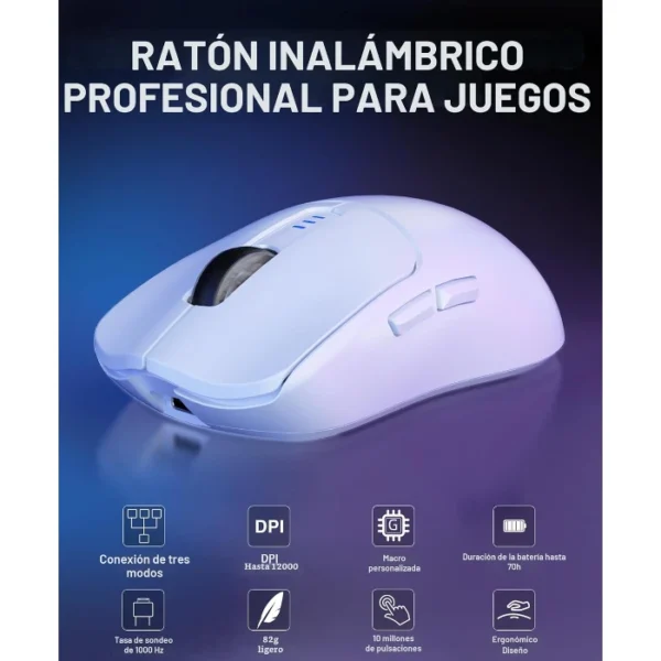 AULA Combo Snow — Teclado mecánico inalámbrico 75%, Hot Swappable Creamy + Ratón Inalámbrico 12000 DPI | Tri-Modo 2.4G/BT5.0/USB-C, Blanco - Imagen 3