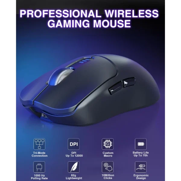 AULA Combo Coal — Teclado mecánico inalámbrico 75%, Hot Swappable Creamy + Ratón Inalámbrico 12000 DPI | Tri-Modo 2.4G/BT5.0/USB-C, Negro - Imagen 3