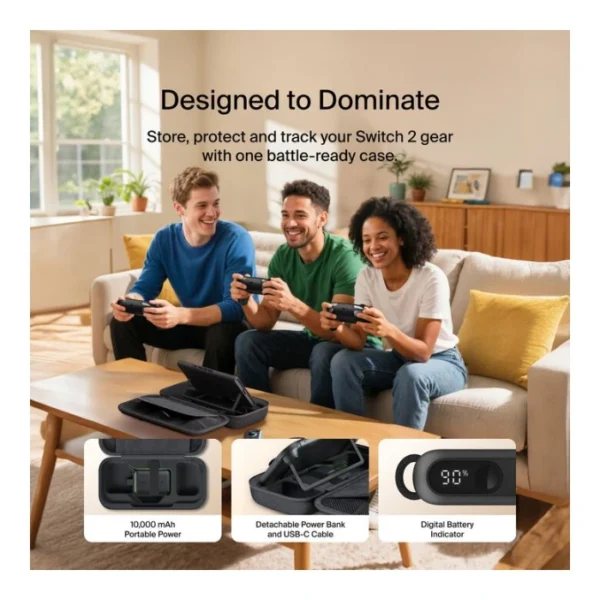 Belkin Charging Case Charcoal — Para Nintendo Switch 2 con Power Bank 10000mAh, Negro - Imagen 3