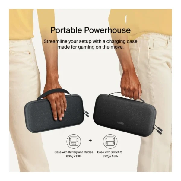 Belkin Charging Case Charcoal — Para Nintendo Switch 2 con Power Bank 10000mAh, Negro - Imagen 4