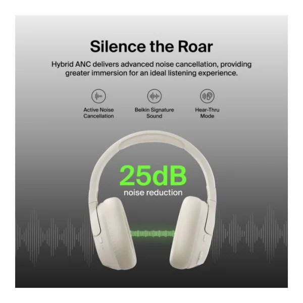Belkin SoundForm Isolate Sand — Auriculares inalámbricos, ANC, Bluetooth, Arena - Imagen 3