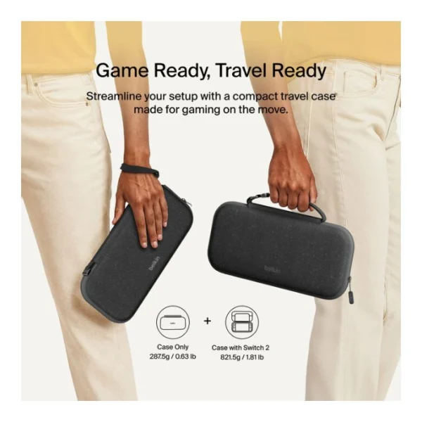Belkin Travel Case Charcoal — Para Nintendo Switch 2 con AirTag Holder, Negro - Imagen 3