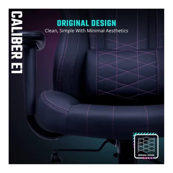 Cooler Master CALIBER E1 — Silla Gamer con base giratoria, hasta 120 kg (265 lbs), negro | CMI-GCE1-BK - Imagen 4
