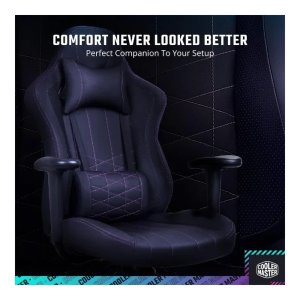 Cooler Master CALIBER E1 — Silla Gamer con base giratoria, hasta 120 kg (265 lbs), negro | CMI-GCE1-BK - Imagen 2