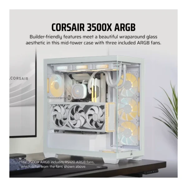 Corsair 3500X ARGB — Caja ATX, 3 Fans 120mm, blanco | CC-9011279-WW - Imagen 2