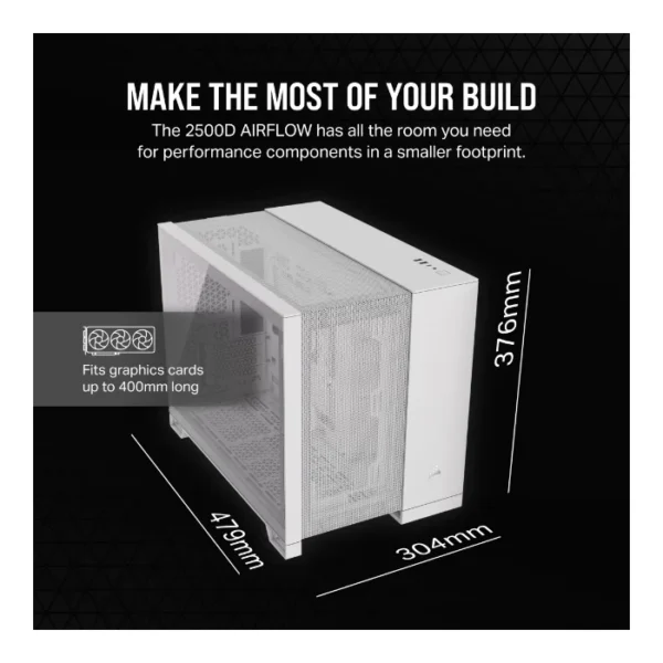 Corsair 2500D Airflow — Caja MicroATX, sin Fans, Blanco | CC-9011264-WW - Imagen 6