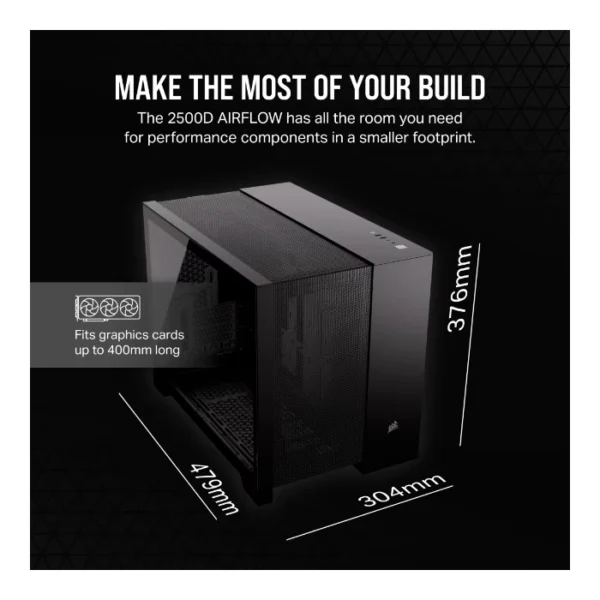 Corsair 2500D Airflow — Caja microATX, sin Fans, Negro | CC-9011263-WW - Imagen 6