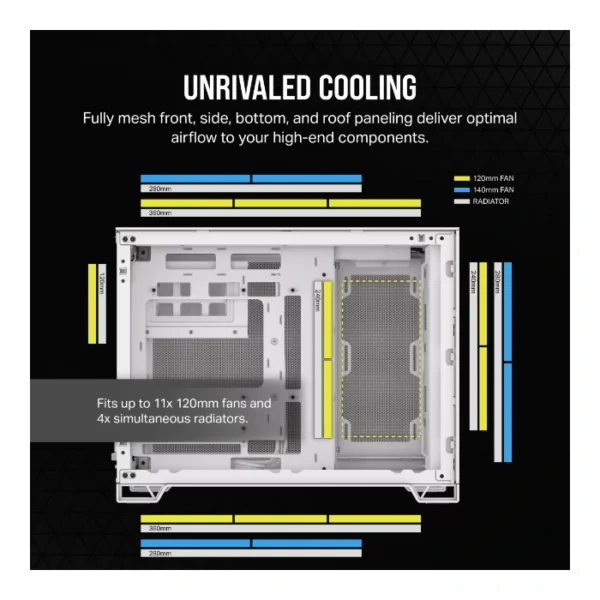 Corsair 2500D Airflow — Caja MicroATX, sin Fans, Blanco | CC-9011264-WW - Imagen 4