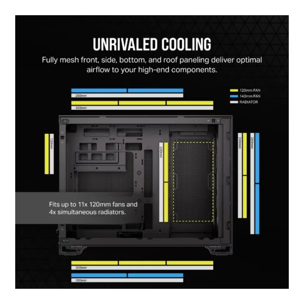 Corsair 2500D Airflow — Caja microATX, sin Fans, Negro | CC-9011263-WW - Imagen 4