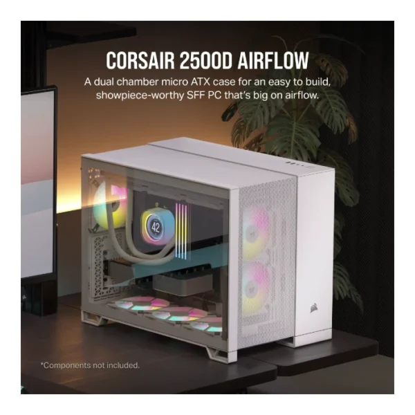 Corsair 2500D Airflow — Caja MicroATX, sin Fans, Blanco | CC-9011264-WW - Imagen 2