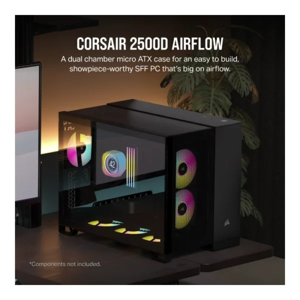 Corsair 2500D Airflow — Caja microATX, sin Fans, Negro | CC-9011263-WW - Imagen 2