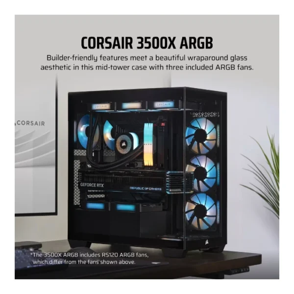Corsair 3500X ARGB — Caja ATX, 3 Fans 120mm, negro | CC-9011278-WW - Imagen 2