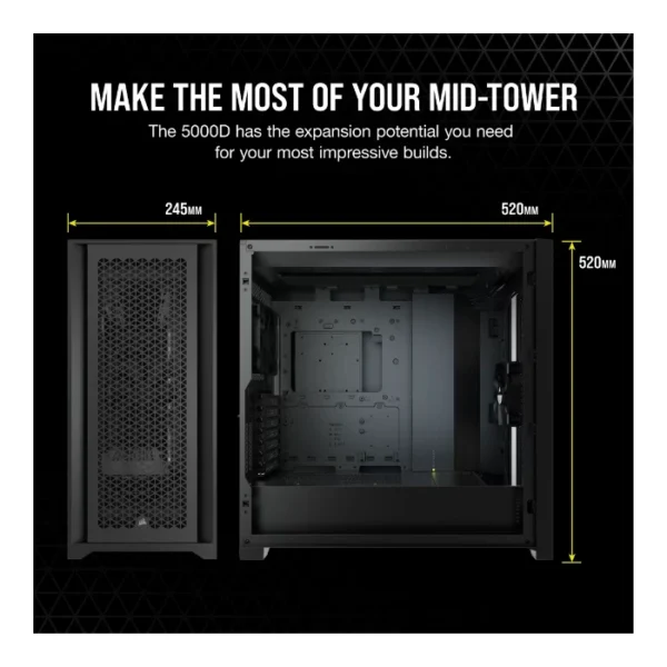 Corsair 5000D AIRFLOW —  Caja ATX, Fans, Negro | CC-9011210-WW - Imagen 4
