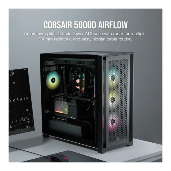Corsair 5000D AIRFLOW —  Caja ATX, Fans, Negro | CC-9011210-WW - Imagen 2