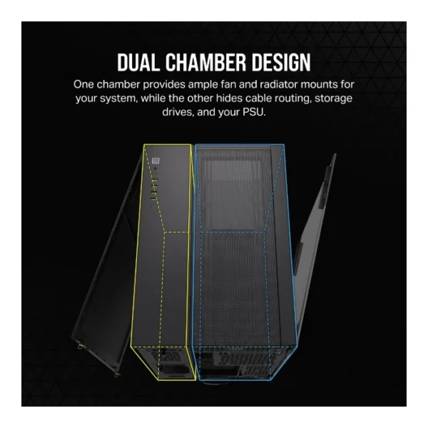 Corsair 6500X Dual Chamber — Caja ATX, Sin Fans, negro - Imagen 6