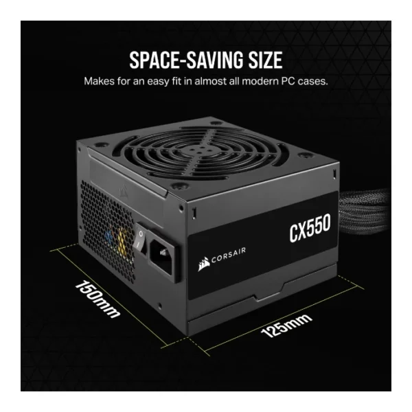 Corsair CX550 80 PLUS Bronze - Fuente de Poder ATX, no modular, negro - Imagen 5