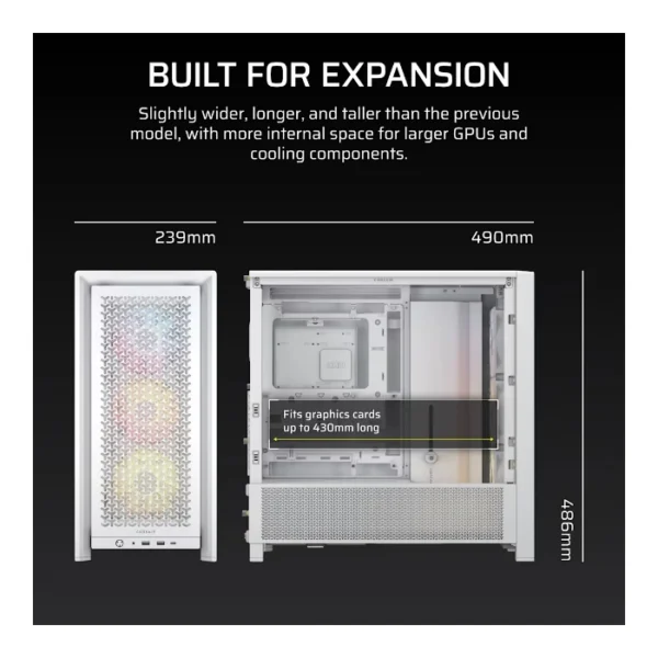 Corsair FRAME 4000D RS ARGB — Caja ATX, 3 Fans RS120 ARGB, Blanco | CC-9011297-WW - Imagen 10