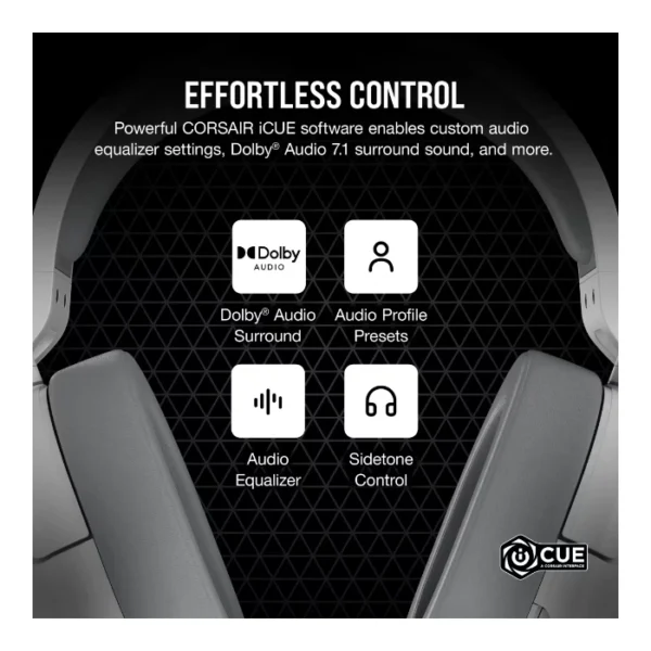 Corsair HS55 SURROUND — Audífonos con cable, 7.1, 3.5mm, adaptador USB - Blanco - Imagen 3