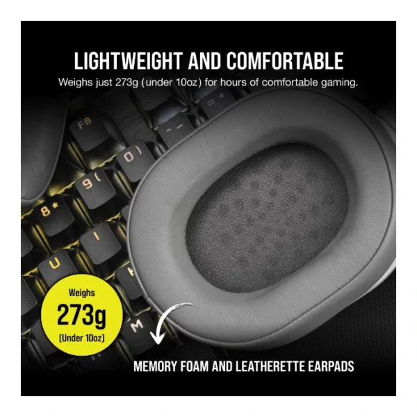 Corsair HS55 SURROUND — Audífonos con cable, 7.1, 3.5mm, adaptador USB - Blanco - Imagen 4
