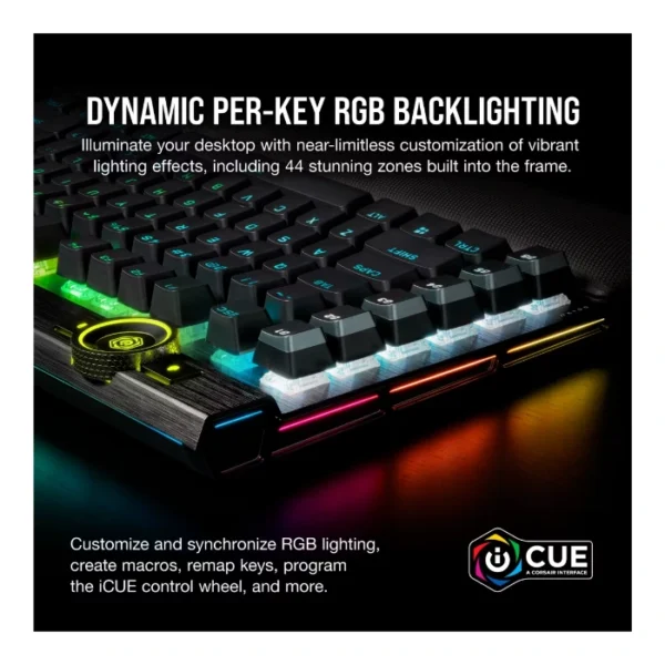 Corsair K100 RGB — Teclado óptico mecánico, con cable, CORSAIR OPX, inglés - Negro - Imagen 5