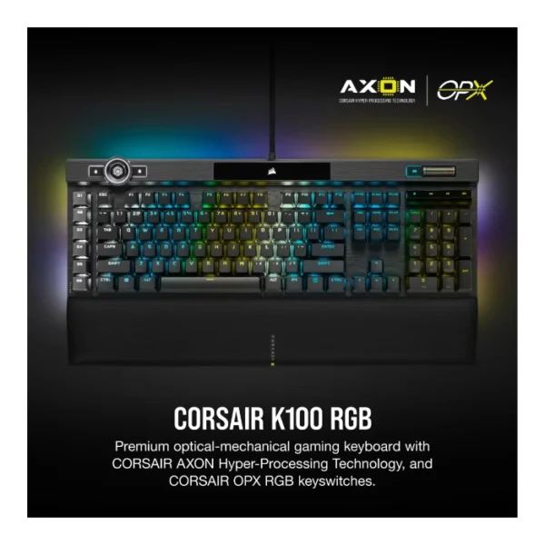 Corsair K100 RGB — Teclado óptico mecánico, con cable, CORSAIR OPX, inglés - Negro - Imagen 2