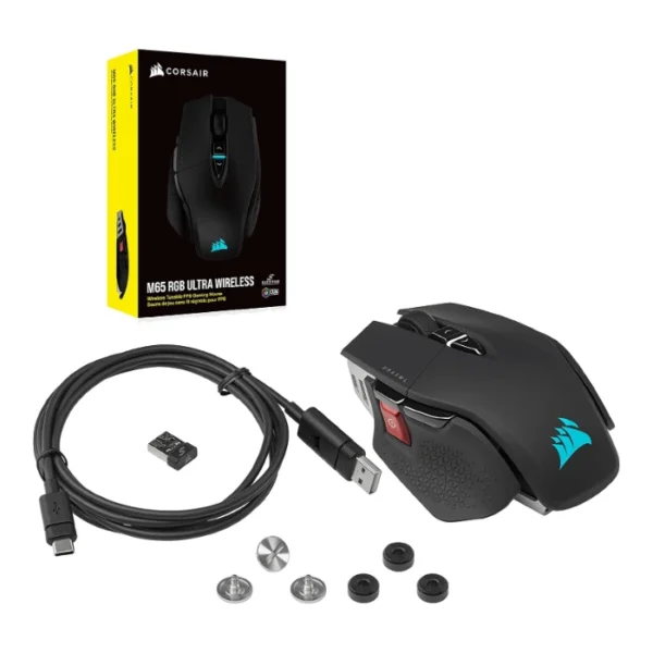 Corsair M65 RGB ULTRA Wireless — Mouse inalámbrico, Sub-1ms Slipstream, Bluetooth, 26,000 DPI - Negro - Imagen 8
