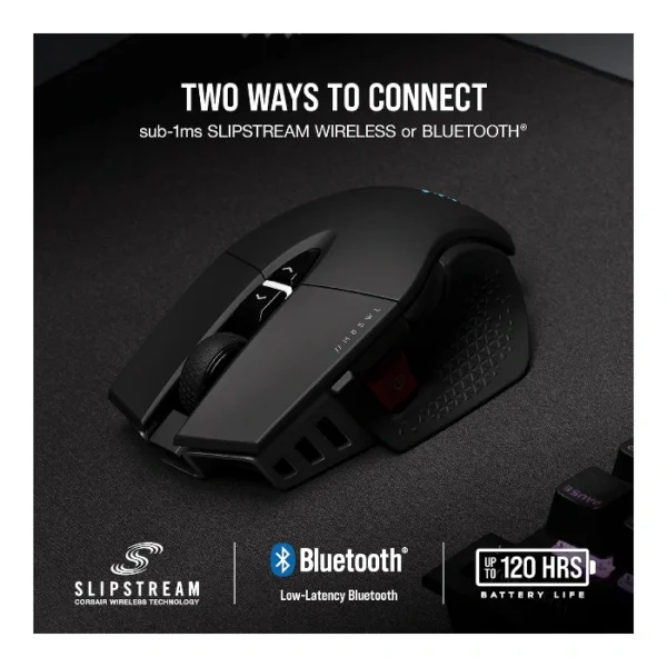 Corsair M65 RGB ULTRA Wireless — Mouse inalámbrico, Sub-1ms Slipstream, Bluetooth, 26,000 DPI - Negro - Imagen 2
