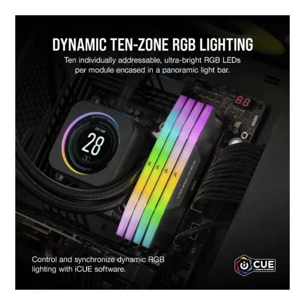 Corsair Vengeance RGB DDR5 16GB (2x8GB) 5200MHz CL40 DIMM | CMH16GX5M2B5200C40 - Imagen 5
