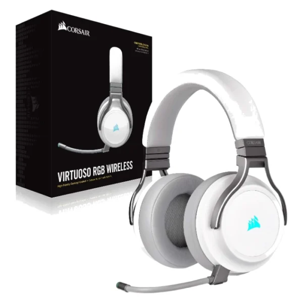 Corsair VIRTUOSO RGB Wireless — Audífonos inalámbricos, 3 conexiones, sonido 7.1, RGB - Blanco - Imagen 8