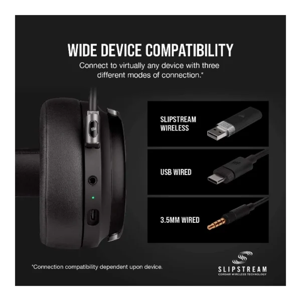Corsair VIRTUOSO RGB Wireless — Audífonos inalámbricos, 3 conexiones, sonido 7.1, RGB - Negro - Imagen 7
