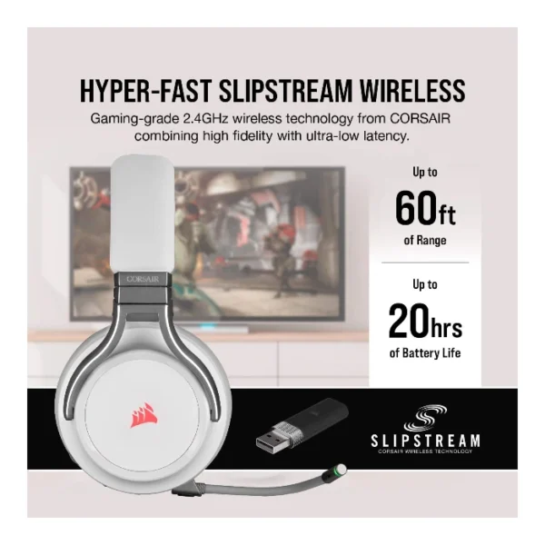 Corsair VIRTUOSO RGB Wireless — Audífonos inalámbricos, 3 conexiones, sonido 7.1, RGB - Blanco - Imagen 7