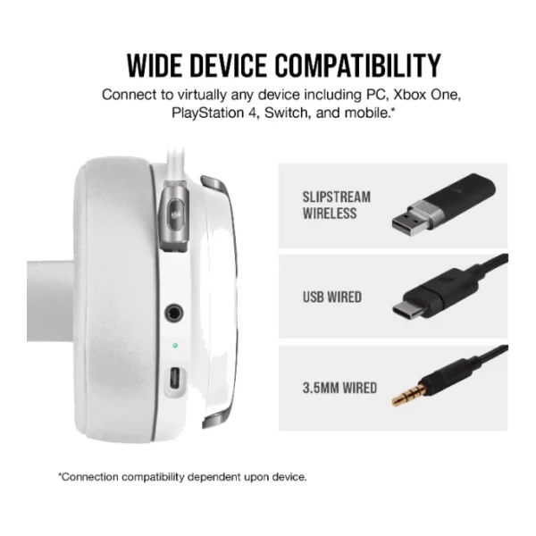 Corsair VIRTUOSO RGB Wireless — Audífonos inalámbricos, 3 conexiones, sonido 7.1, RGB - Blanco - Imagen 6