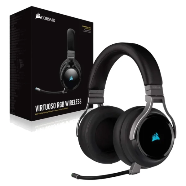 Corsair VIRTUOSO RGB Wireless — Audífonos inalámbricos, 3 conexiones, sonido 7.1, RGB - Negro - Imagen 9