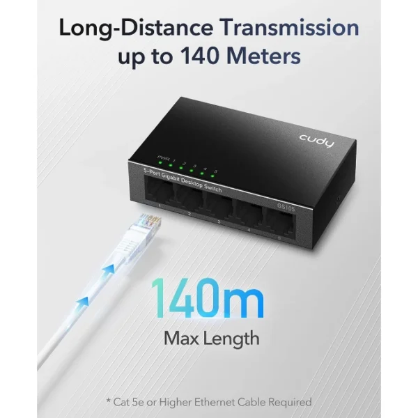 Cudy GS105 — Switch | 5 puertos | 10/100/1000 Mbps | Carcasa de Metal - Imagen 5