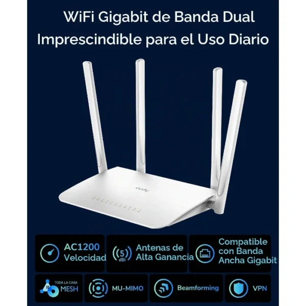 Cudy WR1300 — Router Wi-Fi 5 | Hasta 1200 Mbps | Hasta 100 m² - Imagen 4