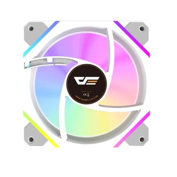 DarkFlash DM12 Pro WH — Fan 120mm ARGB, hasta 1600 RPM, 4 Pin PWM, 5V 3Pin A-RGB, Blanco | DM12-PRO-WH - Imagen 3