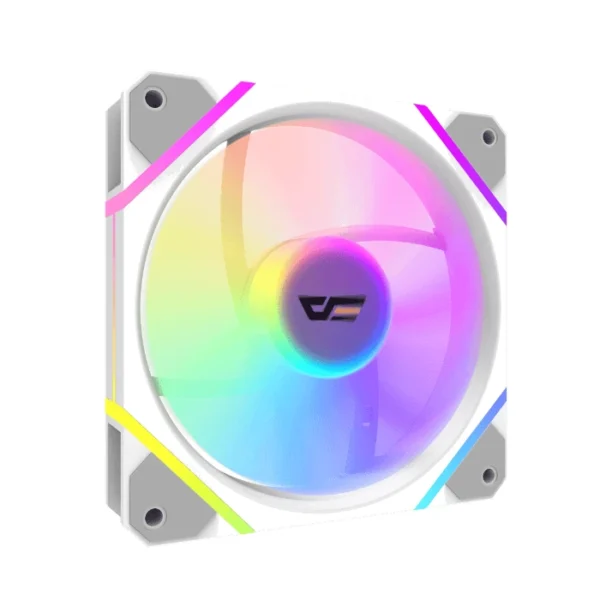 DarkFlash DM12 Pro WH — Fan 120mm ARGB, hasta 1600 RPM, 4 Pin PWM, 5V 3Pin A-RGB, Blanco | DM12-PRO-WH - Imagen 2