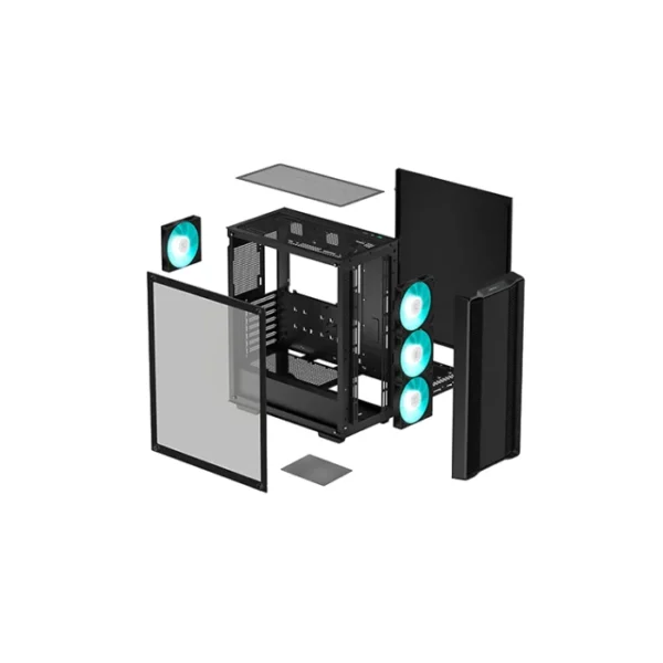 DeepCool CC560 V2 — Caja ATX, 4 Fans 120mm, con vidrio lateral, Malla Frontal, Negro | R-CC560-BKGAA4-G-2 - Imagen 5