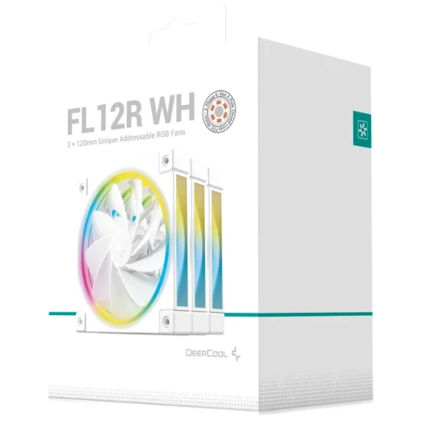 DeepCool FL12R WH 3 IN 1 — 3 Fans Reversibles 120mm ARGB, 1200rpm, Conector PWM 4 pines, Blanco | R-FL12R-WHAPN3-G - Imagen 2