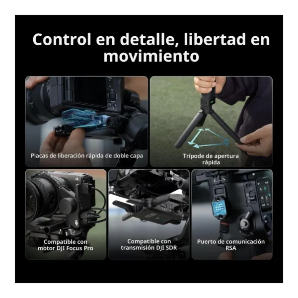 DJI RS 5 — Estabilizador cardán para cámara Canon/Sony/Panasonic/Nikon/Fujifilm, Trípode de apertura rápida - Imagen 4