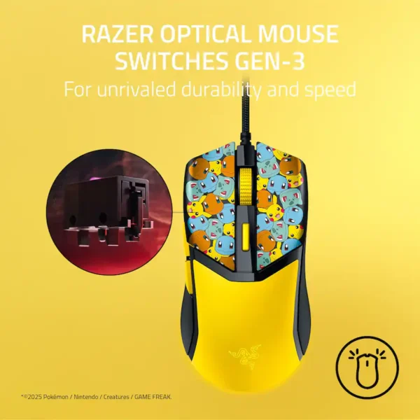 Razer Cobra Pokemon Edition — Mouse alámbrico, 8500 DPI, Chroma RGB, amarillo - Imagen 3