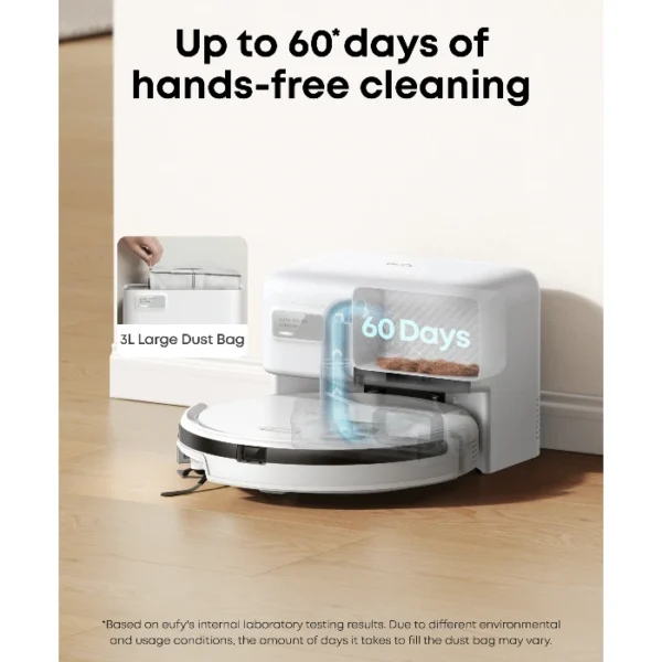 Eufy Robot Vacuum C10 White — Robot aspirador con estación de autovaciado, blanco - Imagen 7