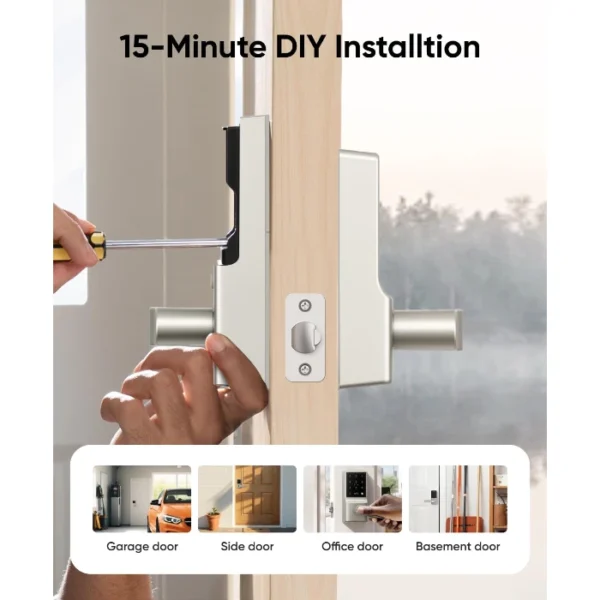 Eufy Smart Lock C33 Satin Nickel — Cerradura inteligente de manija | Níquel - Imagen 2