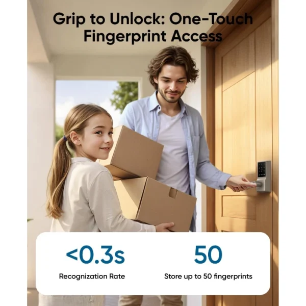 Eufy Smart Lock C33 Satin Nickel — Cerradura inteligente de manija | Níquel - Imagen 3
